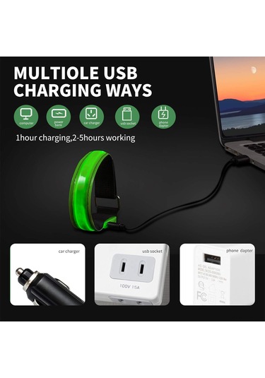 Kangvka Yürüyüş, Koşu Ve Bisiklet İçin Şarj Edilebilir Led Parmaklık 2 Adet , Yansıtıcı Özellikli, Hafif Ve Ayarlanabilir Çok Renkli