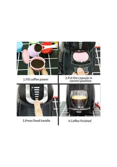 Geekyou Dolce Gusto Makinaları İçin Tekrarlı Kullanım Kafein Filtre Seti - 3 Lü Pembe Sarı Kahve Kapsülü + Kaşık + Fırça Diğer