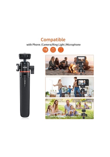 Fastbuy Vrıg Tp-06 Alüminyum Selfie Çubuğu, 1/4 Vida Bağlantısı, Soğuk Ayak, 1.5kg Yük, Siyah 20cm Katlanır, 55cm