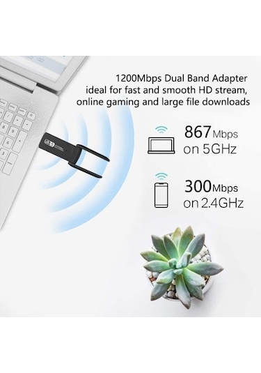 AC1200 Mbps Dual Band USB 3.0 Adaptör Kablosuz Wi-Fi Alıcı