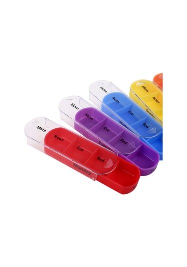 Kosona 7 Günlük 28 Bölmeli Portatif İlaç Bölücü Kutusu - Kahverengi Pu Deri + Plastik Organizer Diğer