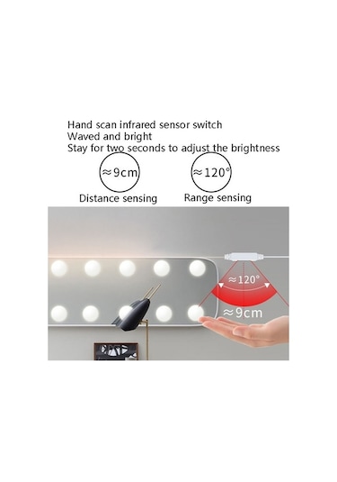 Novahub Led Makyaj Lambası Ayna Önü Güzellik Doldurma Işığı El Yüzeyi Lambası, 6 Ampul Güç Kaynağı Çok Renkli