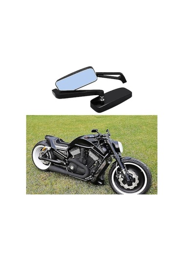 Fortunelane Chopper İçin Klasik Mavi Dumanlı Cam Yan Aynalar, Alüminyum/siyah, Ayarlanabilir, Cruiser Uyumlu