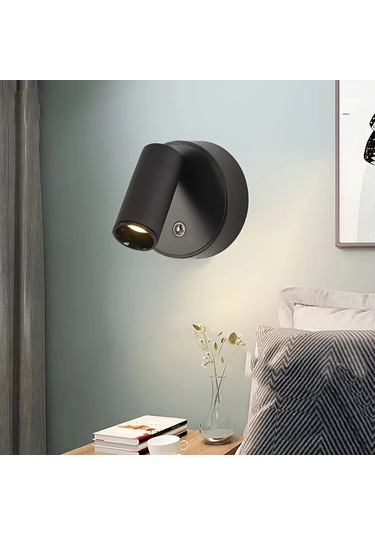 Honeybeeshop Siyah 360 Derece Dönebilen Modern Şarj Edilebilir Manyetik Led Gece Lambası 1 Adet Şarjlı Lityum Pil Dokunmatik Aydınlatma Yatak Odası Başucu Masa Dekor Siyah-