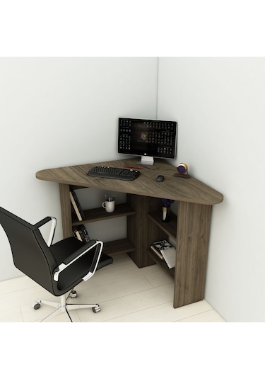 Arnetti Köşe Çalışma Masası Corner Ofis Masası Ceviz