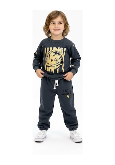 I Just Wanna Be Baskılı 2li Takım Antrasit