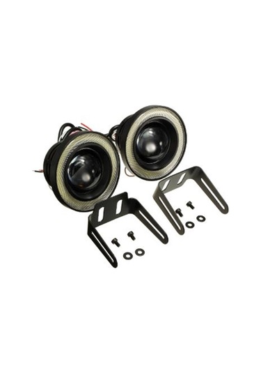 89 MM Buz Mavi Mercekli Angel Led Halkalı Sis Far Metal Gövde