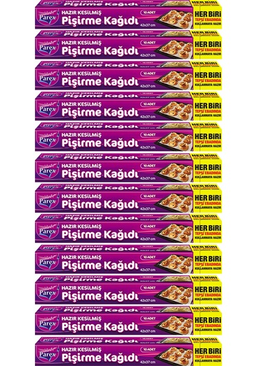 Hazır Kesilmiş Pişirme Kağıdı 10 Lu 42 X 37 Cm 12 Paket
