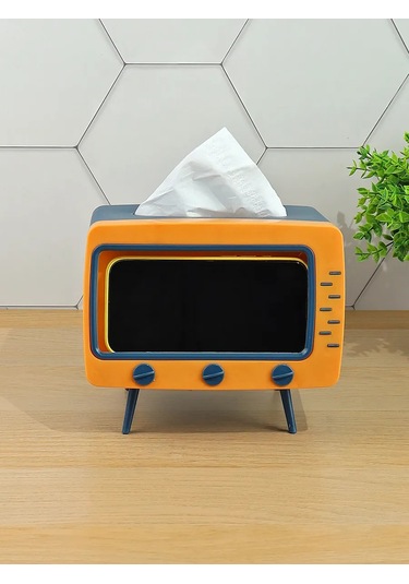 Miland Home Tel Sürahi Peçetelik Ve Telefon Standı Retro Televizyon 449150926 Mavi