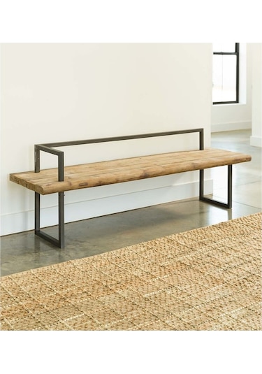 Abronyahediye Bank Bahçe Antre Hol Doğal Ahşaplı Metal Ayaklı Bank