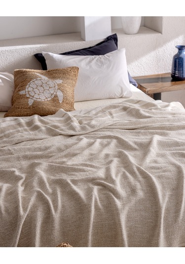 Castillones Çift Kişilik Pamuklu Yatak Örtüsü - Bej 8684427228715 Ekru