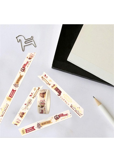12 Rulo Noel Washi Bant Seti, Altın Maskeleme Bandı, İnce Dekoratif Renkli Bantlar, Noel Tasarımları, El Sanatları Bantları 1,5 Cm X 5 M 12
