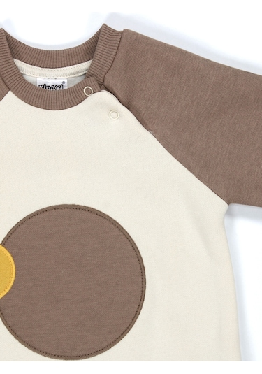 Kahve Reglan Kol 3 İplik Patiksiz Bebek Tulum Kahverengi