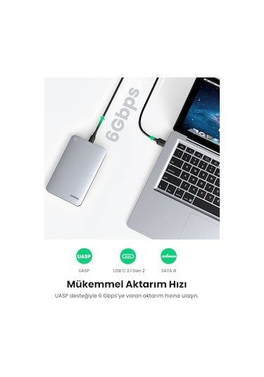 Ugreen Usb To Usb C Gen2 2,5'' Hard Disk Kutusu, 70498