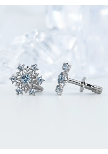 Asj 925 Ayar Gümüş Karla Yuvası Küpe 48210608 Açık Mavi