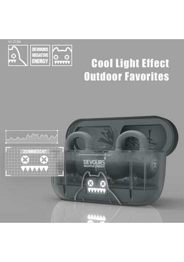 Yeşil Renkli Spor Kulağa Takılan Açık Tipli Headphone, Qingcheng Devil Cat Kolaborasyon Serisi