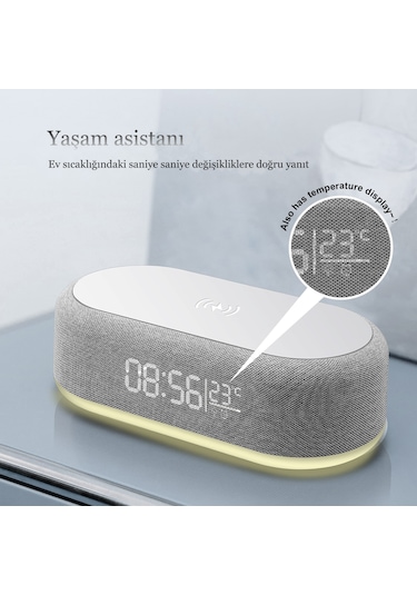 Çok Fonksiyonlu Masa Saati Çalar Saat Zaman Hızlı Şarj