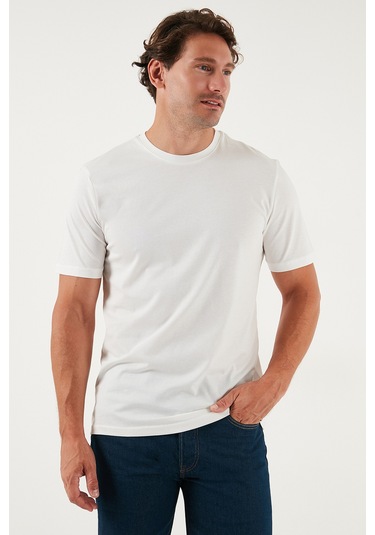 Buratti Pamuklu Regular Fit Bisiklet Yaka Erkek T Shirt 59020204 Ekru