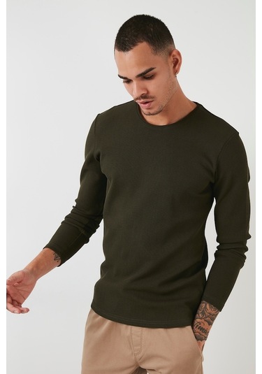 Buratti Pamuklu Bisiklet Yaka Slim Fit Basic Erkek Sweat 5905073 Haki