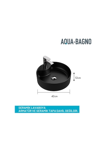 "bianzo" Tezgah Üstü Lavabo, Batarya Delikli, 42 Cm Mat Siyah