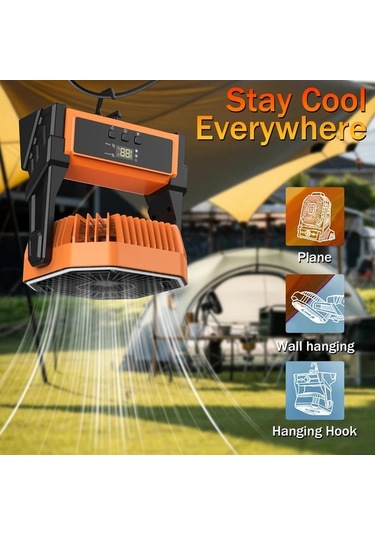 Motion003 Turuncu Taşınabilir Fan Pil İle Çalışır Açık Hava Ve Ev İş Yeri Kullanımı Uzaktan Kumandalı