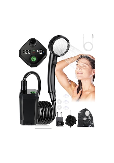 Valkyrie Akıllı Led Ekranlı Taşınabilir Duş & Su Pompası Kamp Bahçe Ve Seyahat İçin Şarjlı Kolay Kurulum