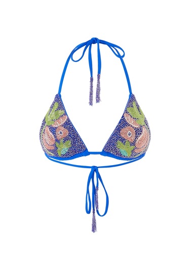 Oceanus El Yapımı Boncuklu Bikini Üstü Mavi
