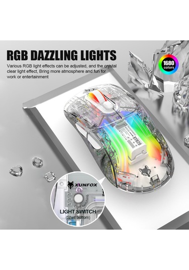 Reedark Xyh20  Bt5.0 2.4g Kablosuz  3 Modlu 2.4g Kablosuz Bt5.0 Ve Usb Kablolu Şeffaf Rgb