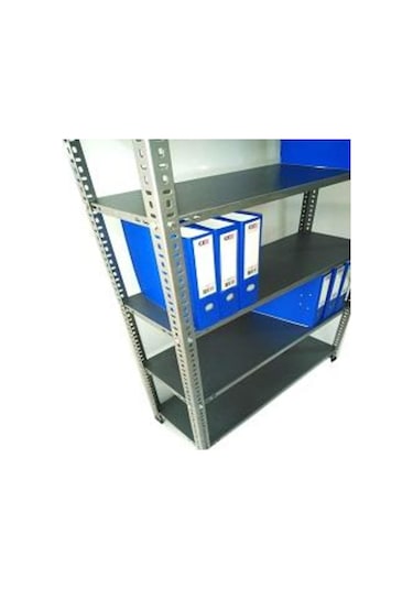 Rafburada 5 Katlı 3'Lü Bitişik Galvaniz Çelik Raf.Depo,Dosya Raf 43 x 75 x 200 CM Kalınlık 1.00 MM