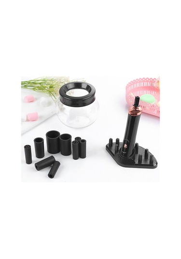 Maiyame Makine İle Makyaj Fırçaları Otomatik Temizlenir Ve Kurutulur - Pilli, Beyaz, 8 Silikon Kılıf, Taban Tablası, Transparan Çanta