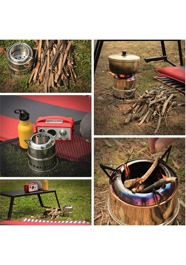 Yunboo Çelik Çelik Kamp Ateşi, Isı Ve Pişirme Için Taşınabilir, Uzun Süreli Ateşleme, Piknik Ve Bisiklet Turları İçin Uygun Gümüş