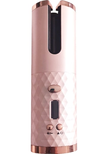 Sones Usb Şarjlı Otomatik Saç Kıvırıcı Taşınabilir Mini Kablosuz Çok Fonksiyonlu Lcd Ekranlı Kıvırma Makinesi Pembe