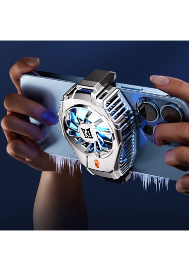 Kilifone - Telefon Soğutucu Fan N15 Gümüş Kaplama 2 Kademeli Tec Soğutma Sistemli Telefon Soğutucu Fan - Gümüş - T28594