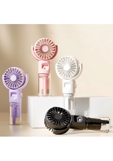 Avuç İçi Taşınabilir Su Spreyli Şarjlı Mini Vantilatör El Fanı F4 Siyah