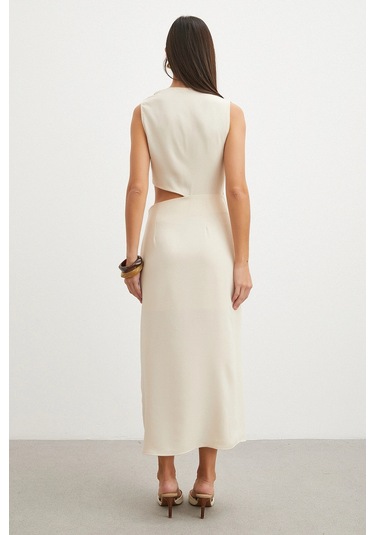 Uterpe Drapeli Cut-out Elbise Krem