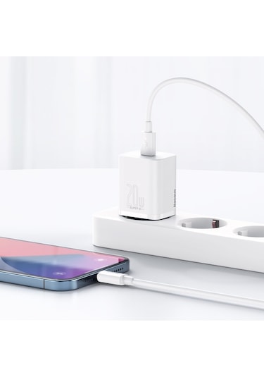 Baseus Super Si 1C 20W Hızlı Şarj Adaptörü + Type-C To Lightning Kablo