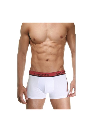 Darkzone Bordo Çizgili Beyaz Erkek Boxer - Dzn3102 Beyaz