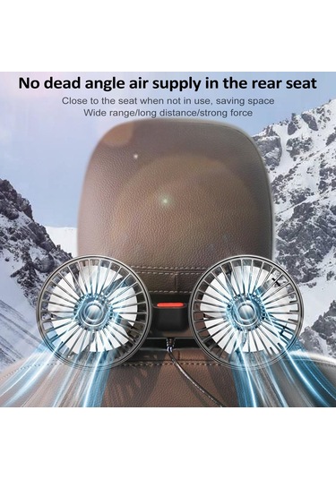 Hallow K22833 Usb Çift Kafalı Araç Arka Koltuk Vantilatörü Fanı Siyah
