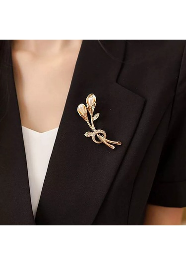 Villovatik Çiçek Buketi Broş 177075868 Altın Rengi