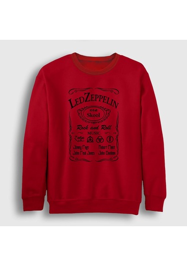Presmono Unisex Old Led Zeppelin Sweatshirt Kırmızı