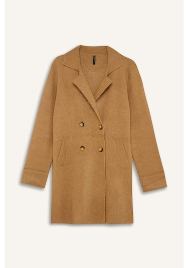 DeFacto Oversize Geniş Kalıp Kruvaze Kapamalı Düğmeli Cepli Ceket K9002AZ24WNBG474 Bej