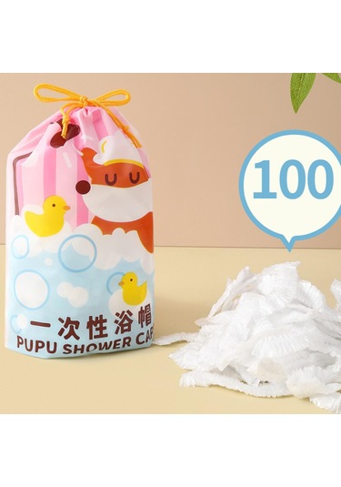 Suntek 100 Adet Tek Kullanımlık Duş Boneleri Elastik Banyo Beyaz