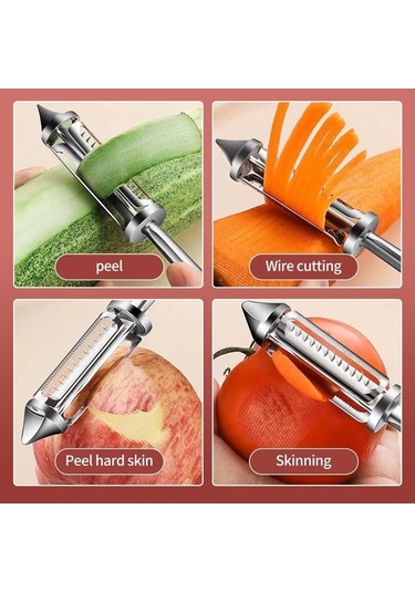 Ulzyvf Yükseltilmiş Ve Soyucular Soyucu, Shredder Sebze Salatçısı Patates Patates Paslanmaz Mutfak Meyve Kesici Kazıyıcı Havuç Gadgets Fonksiyonlu Ev Dilimleyici Çok Çelik 2024 1pc Qz