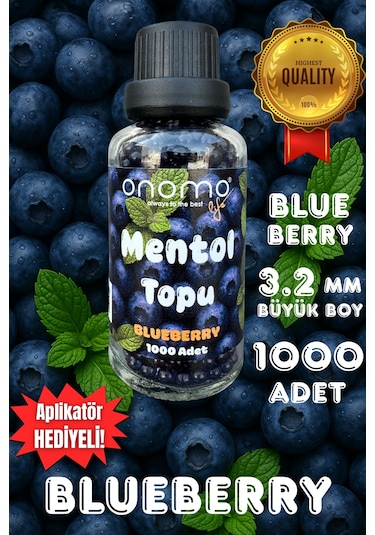 Premium Mentol Topu Böğürtlen 1000 Adet Blueberry Aroma Kapsülü