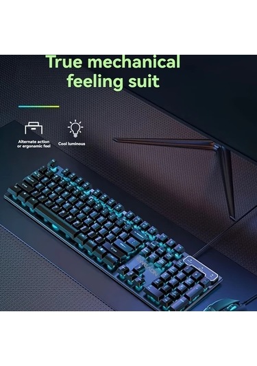 Techbloom Yeni Gx30z Kablolu Klavye Mekanik Hissi Klasik Stil White Wired Classic Rainbow Light Tek Klavye Oyun Ofis Bilgisayar Diğer