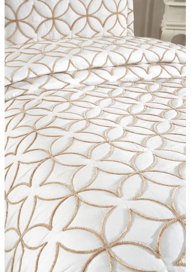 Parolin Tek Kişilik Kapitoneli Yatak Örtüsü Krem Gold Krem - Gold