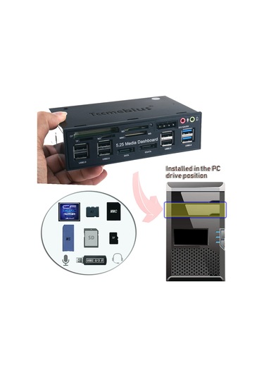 Tccmebius Tcc-ql5e 5,25 İnç Pc Çok Fonksiyonlu Pano Ortam Ön