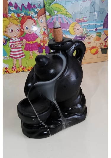 Dekoratif Çaydanlık Tasarımlı Geri Akış Şelale Tütsülük Siyah