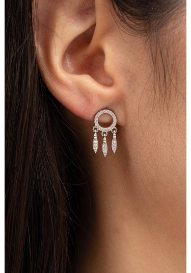 Düş Kapanı Rodyumlu Gümüş Küpe 6945 Gümüş