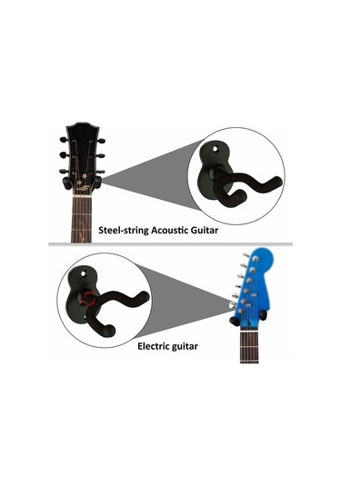 Suofeng 2'li Set Metal Gitar Askısı - Ukulele, Keman, Bas Ve Klasik Gitar İçin 5 Pena Hediyeli Siyah